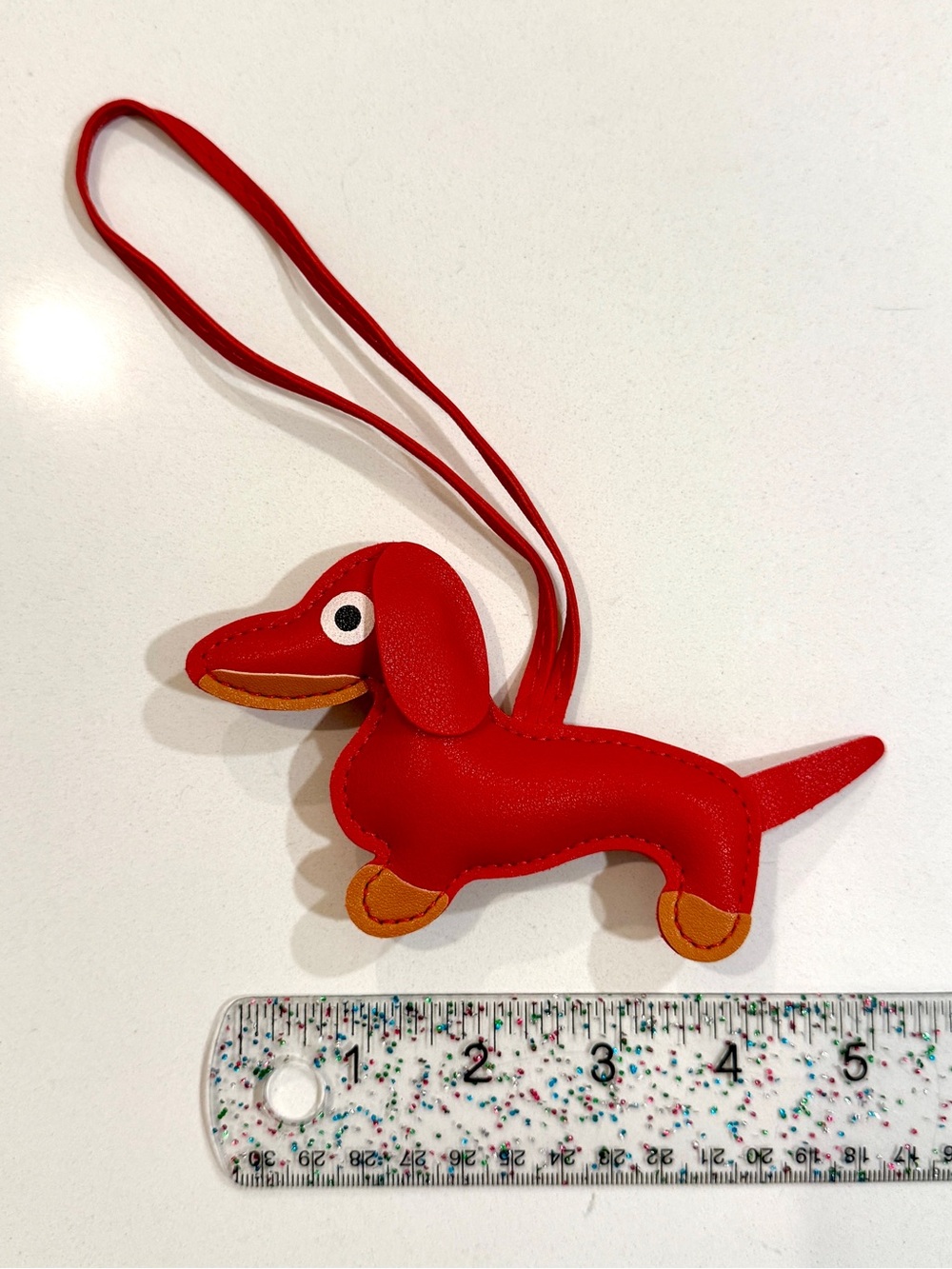 Red Dachshund Leather Bag Charm - Unbranded, New